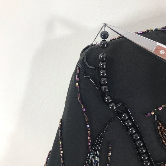 CASADEI Vintage Black Beaded Floral Fringe Cocktail Blazer Jacket Skirt Suit Set - Picture 11 of 16